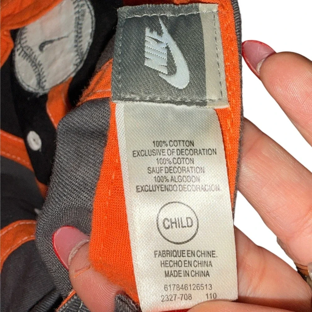 Nike Baseball Cap Kids Boys Pre-Owned Hat Orange Grey White‎ Embroidered Swoosh